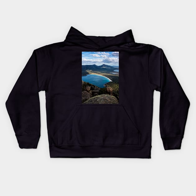 Wineglass Bay Kids Hoodie by krepsher